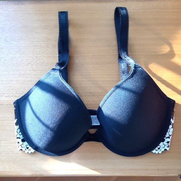 Wacoal Black Plunge Push-Up Bra Delicate Lace 32DD - Picture 2 of 6